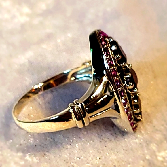 Elegant .925 Sterling Silver Garnet / Pink Topaz Ring New - Picture 3 of 3